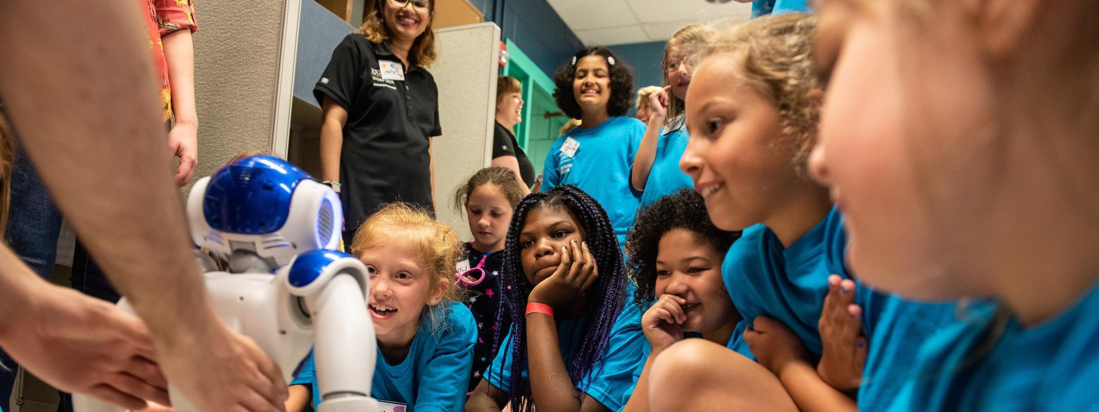 Girl Scouts at a summer exploration camp with ETCS.